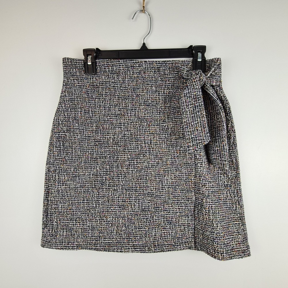 Loft Outlet Petites Women's Multicolored Tweed Faux Wrap Mini Skirt MP Tie Waist